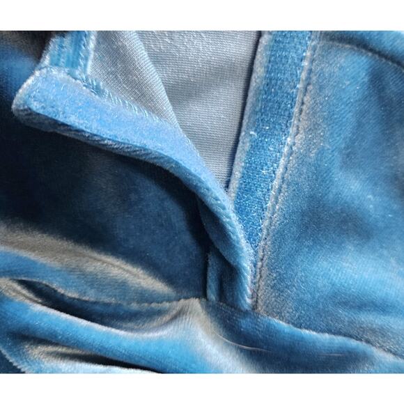 DENIM & CO Women Plus 2X Velvet Dress Midi Turquoise 3/4 Sleeve Elegant Bust 48" - Picture 5 of 8